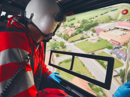 flight medic in helicopter