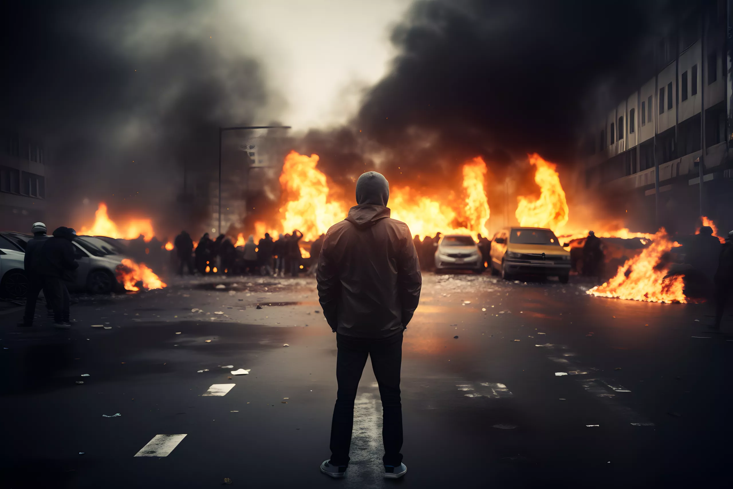 burning cars